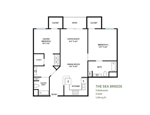 Sea Breeze Floor Plan at Costa Verde Village Apartments, San Diego, CA